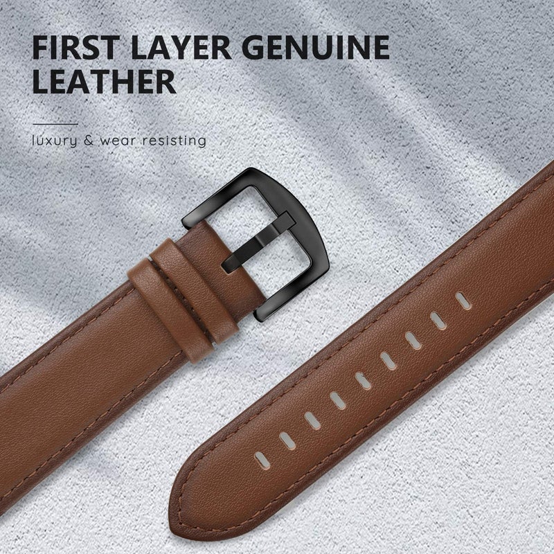 EDIMENS Leather Bands Compatible with Apple Watch 42mm 44mm, Genuine Leather Vintage Strap Classic Buckle Compatible with Apple iWatch Series 5/4/3/2/1, Sports&Edition Men & women,Retro Brown Silver - Image 3